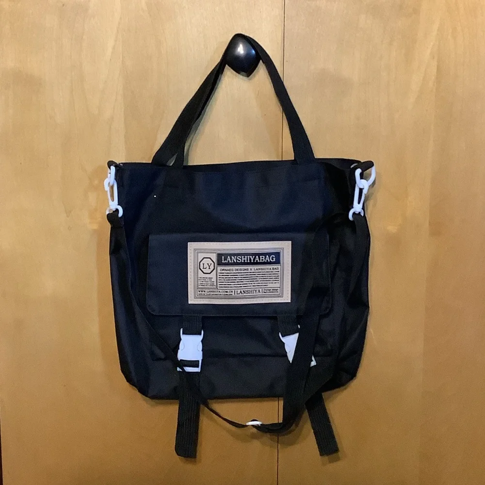 Lanshiyabag black nylon tote/crossbody